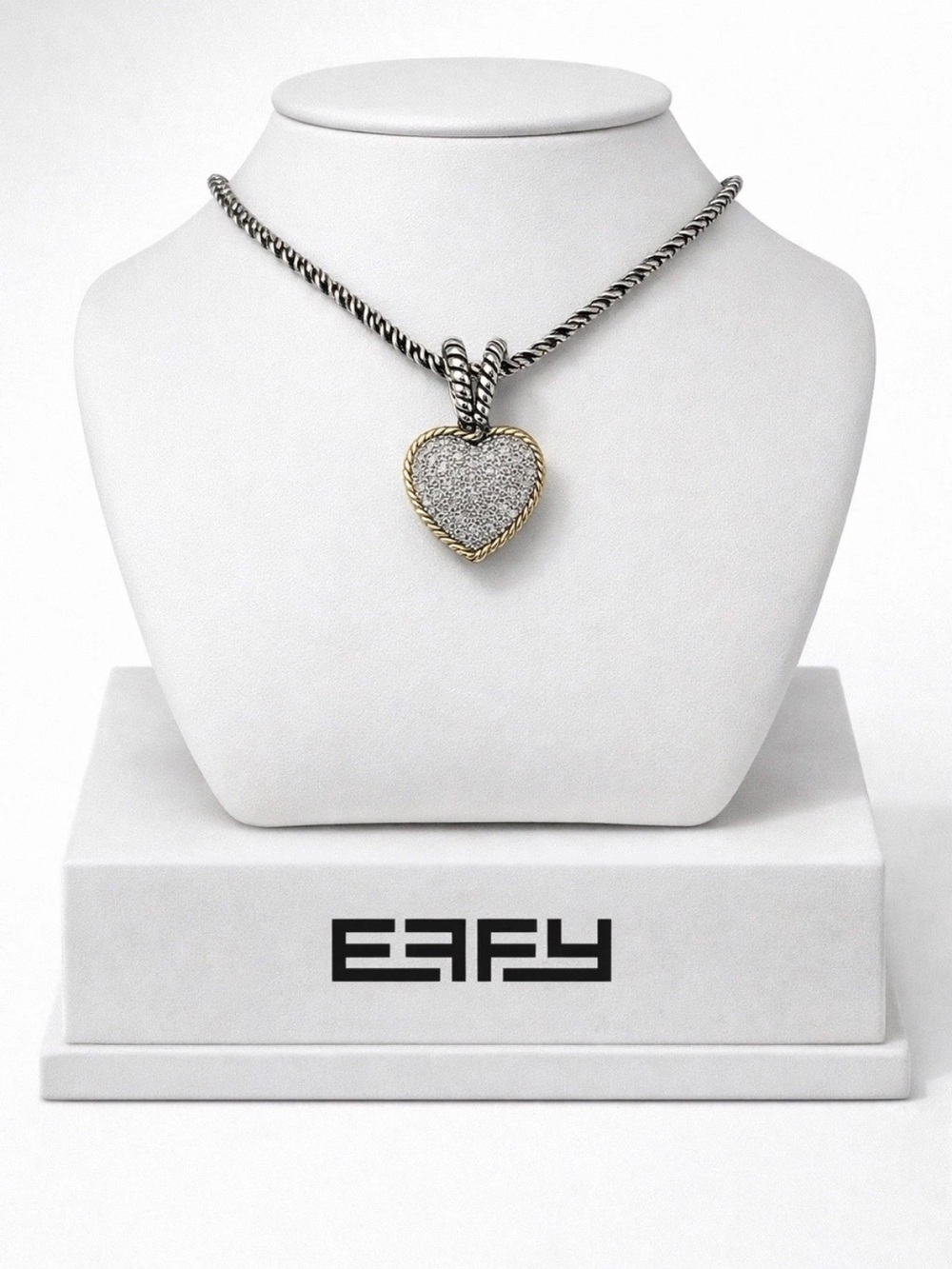 Effy 925 Sterling silver/18K Yellow Gold Diamond Pendant Necklace New Gift